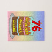 76e verjaardag: Fun Cake and Candles + Custom Name Legpuzzel (Horizontaal)