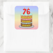 76e verjaardag: Fun Cake and Candles + Custom Name Vierkante Sticker (Tas)