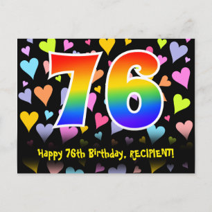 76e verjaardag: Fun Hearts-patroon, Regenboog 76 Briefkaart