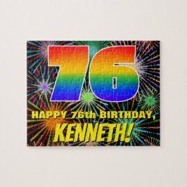 76e verjaardag: Fun, kleurrijk gevuurwerk Legpuzzel