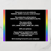 76e verjaardag: Fun, kleurrijk regenboogpatroon Folie Uitnodiging (Achterkant)
