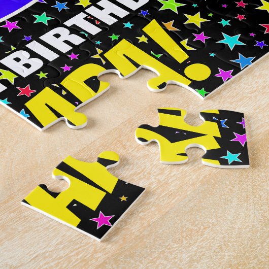 76e verjaardag — Fun, kleurrijk Star Field Pattern Legpuzzel (Zijkant)