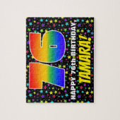 76e verjaardag — Fun, kleurrijk Star Field Pattern Legpuzzel (Verticaal)