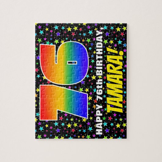 76e verjaardag — Fun, kleurrijk Star Field Pattern Legpuzzel (Verticaal)