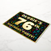 76e verjaardag — Fun, kleurrijke muzieksymbolen Folie Uitnodiging (Gedraaid)