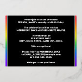 76e verjaardag — Fun, kleurrijke muzieksymbolen Folie Uitnodiging (Achterkant)