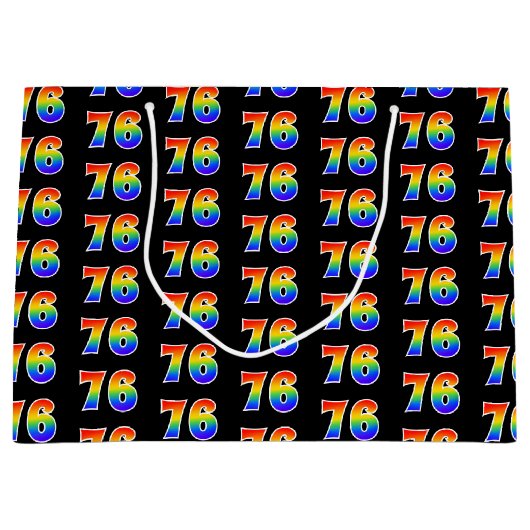 76e verjaardag: Fun Rainbow Event Number 76 Patter Groot Cadeauzakje (Voorkant)