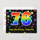 76e verjaardag: Fun Sterren Patroon, Regenboog 76, Briefkaart (Voorkant / Achterkant)