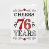 76e verjaardag gejuich in rood wit zwart patroon kaart (Voorkant)