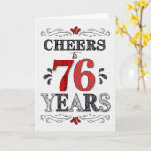76e verjaardag gejuich in rood wit zwart patroon kaart (Gele Bloem)