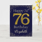 76e verjaardag glitterkaart kaart (Gele Bloem)