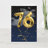 76e verjaardag Gold Mylar ballon en Confetti Card Kaart (Voorkant)