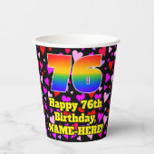 76e verjaardag: Het liefhebbende Kunstpatroon, Reg Papieren Bekers (Voorkant)