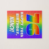 76e verjaardag: kleurrijk, vun regenboogpatroon # legpuzzel (Horizontaal)