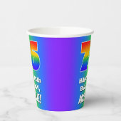 76e verjaardag: kleurrijk, vun regenboogpatroon #  papieren bekers (Links)