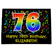 76e verjaardag - Kleurrijke muzieksymbolen, Rainbo Groot Cadeauzakje (Voorkant)