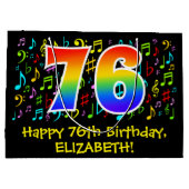 76e verjaardag - Kleurrijke muzieksymbolen, Rainbo Groot Cadeauzakje (Achterkant)
