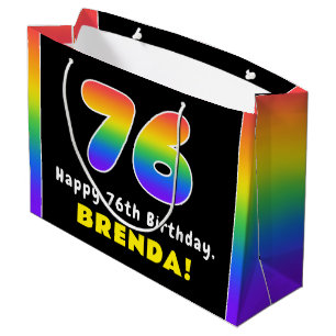 76e verjaardag: kleurrijke regenboog # 76, aangepa groot cadeauzakje