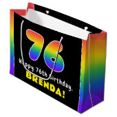 76e verjaardag: kleurrijke regenboog # 76, aangepa groot cadeauzakje (Voorkant Gekanteld)