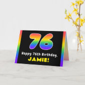 76e verjaardag: kleurrijke regenboog # 76, aangepa kaart (Gele Bloem)