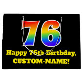 76e verjaardag ~ Leuk, Kleurrijk, Levendig, Regenb Groot Cadeauzakje (Voorkant)