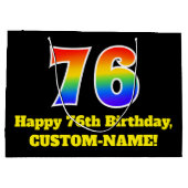 76e verjaardag ~ Leuk, Kleurrijk, Levendig, Regenb Groot Cadeauzakje (Achterkant)