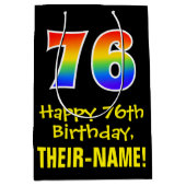 76e verjaardag: Leuk, Vet, Kleurrijk, Regenboog "7 Medium Cadeauzakje (Voorkant)