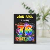 76e verjaardag - Leuk vuurwerk, Rainbow Look "76" Briefkaart (Staand voorkant)