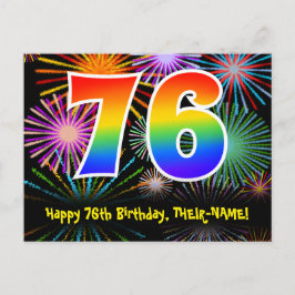 76e verjaardag – leuk vuurwerkpatroon + regenboog briefkaart