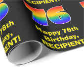 76e verjaardag: Leuke, kleurrijke regenboog geïnsp Cadeaupapier (Rol Hoek)