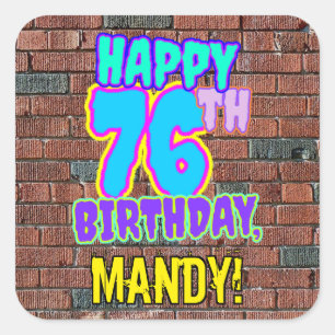 76e verjaardag - Leuke, stedelijke graffiti geïnsp Vierkante Sticker