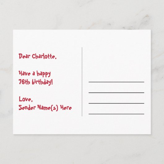 76e Verjaardag: Leuke Sterren Patroon, Regenboog 7 Briefkaart (Achterkant)