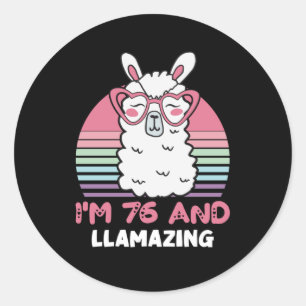 76e verjaardag Llamazing Llama 76 jaar oude dag Ronde Sticker