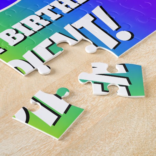 76e verjaardag — Meerkleurig regenboogpatroon "76" Legpuzzel (Zijkant)