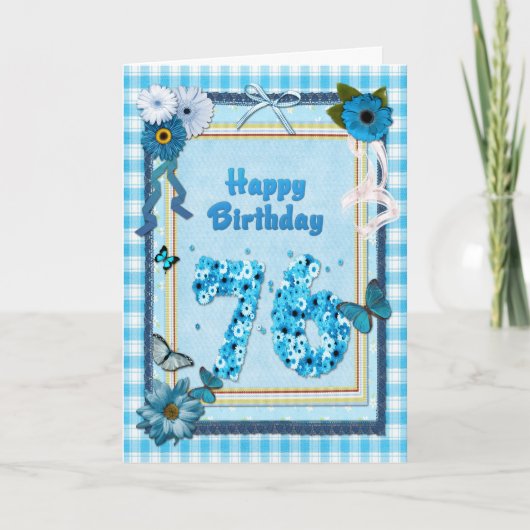 76e verjaardag met een scrapbook-effect kaart (Voorkant)