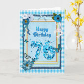 76e verjaardag met een scrapbook-effect kaart (Gele Bloem)
