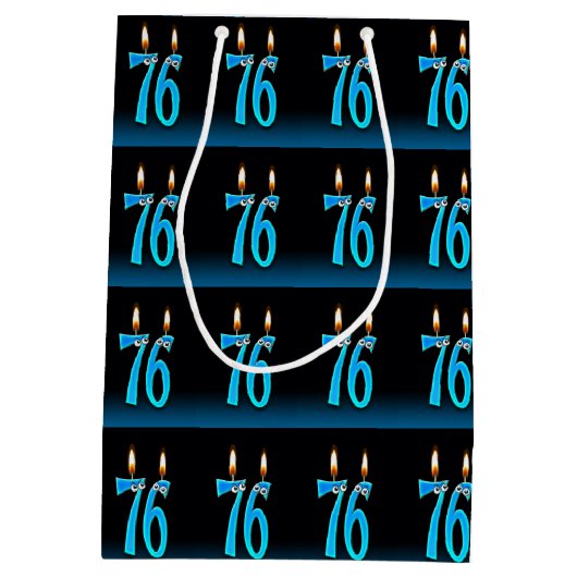 76e verjaardag met oogbalkaarsen medium cadeauzakje (Achterkant)