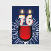 76e verjaardag met wijn en kaarsen kaart (Voorkant)