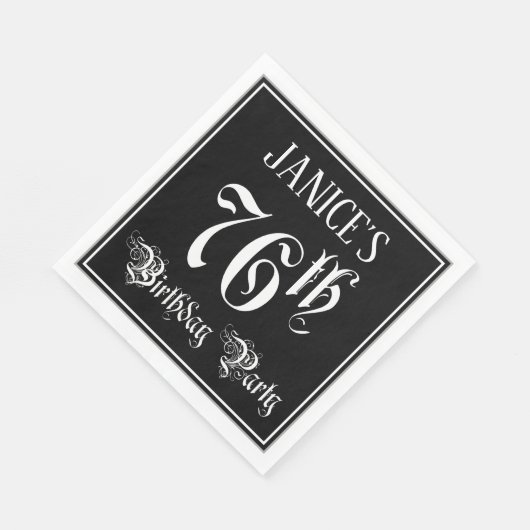 76e verjaardag Partij — Fancy Manuscript + de Naam Servet (Hoek)