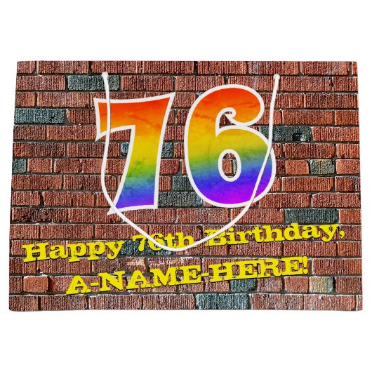 76e verjaardag: Plezier, op graffiti geïnspireerde Groot Cadeauzakje (Voorkant)