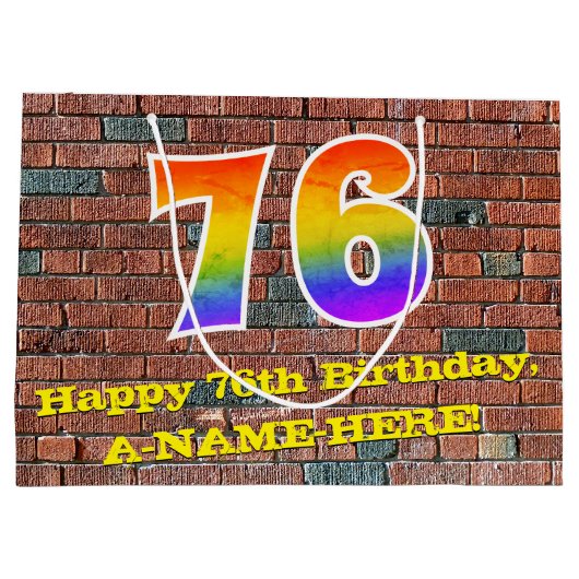 76e verjaardag: Plezier, op graffiti geïnspireerde Groot Cadeauzakje (Achterkant)