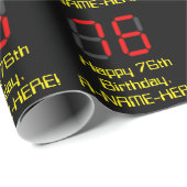 76e verjaardag: Red Digital Clock Style "76" + naa Cadeaupapier (Rol Hoek)