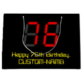 76e verjaardag: Red Digital Clock Style "76" + naa Groot Cadeauzakje (Voorkant)