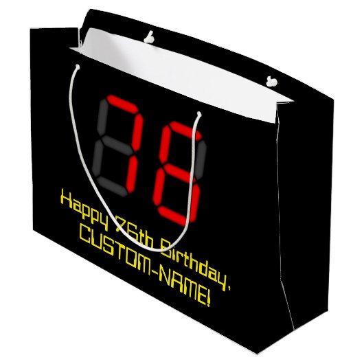 76e verjaardag: Red Digital Clock Style "76" + naa Groot Cadeauzakje (Achterkant Gekanteld)