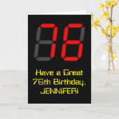 76e verjaardag: Red Digital Clock Style "76" + naa Kaart (Gele Bloem)