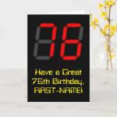 76e verjaardag: Red Digital Clock Style "76" + naa Kaart (Gele Bloem)