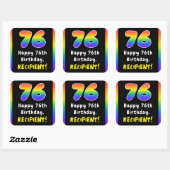 76e verjaardag: Regenboogspectrum # 76, Aangepaste Vierkante Sticker (Vel)