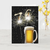 76e Verjaardag Sparklers Met Bier Mok Kaart (Gele Bloem)