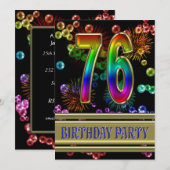 76e verjaardag Uitnodiging met bellen (Voorkant / Achterkant)