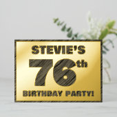 76e verjaardag van de geboorte — Vette, houten gra Folie Uitnodiging (Staand Voorkant)